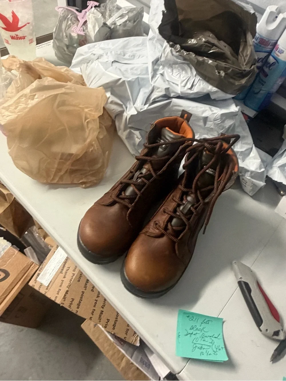 Rockport Works Brown Leather Work Boots men’s size 9, women’s 11 hard toe waterp